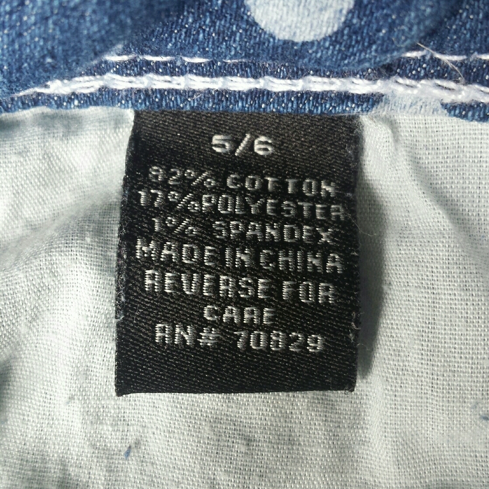 Rue 21 Juniors Blue Denim Polkadot Fringe Jean Shorts 5/6 - Picture 8 of 8